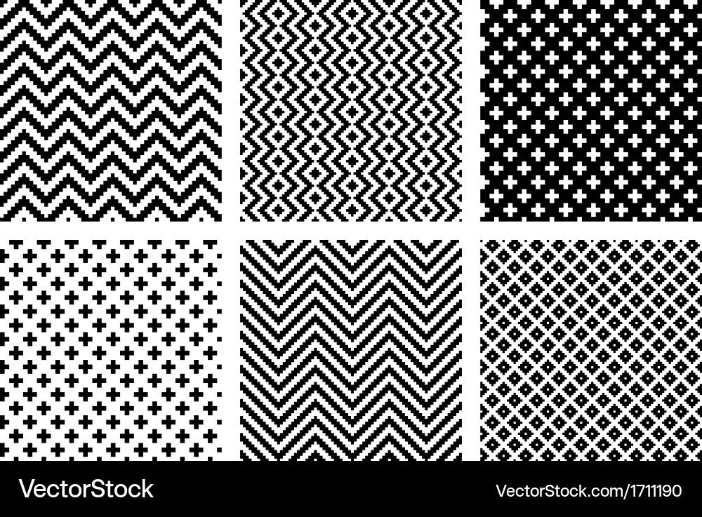 Monochrome Geometric Pattern Set Vector Image
