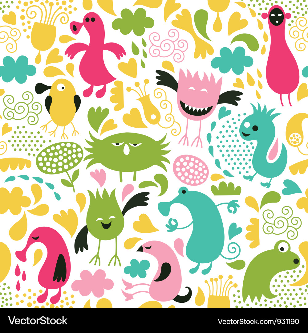 Monster Seamless Pattern Vector Image