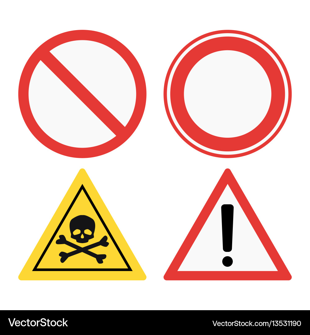 Prohibition signs set safety information Prohibition signs set safety information vector image