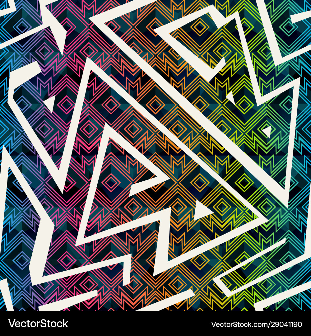 Rainbow color geometric seamless pattern Rainbow color geometric seamless pattern vector image