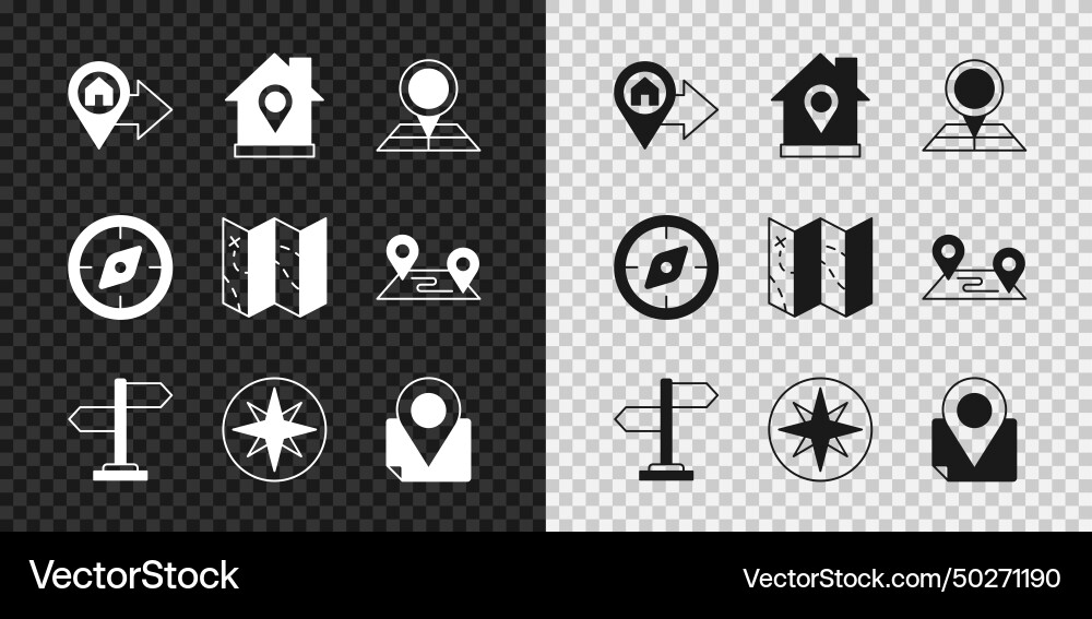 Set location with house folded map Set location with house folded map Vector Image