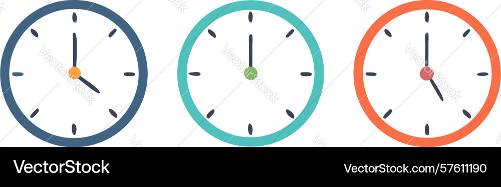 Set of teal time zone clocks design generative ai vector image