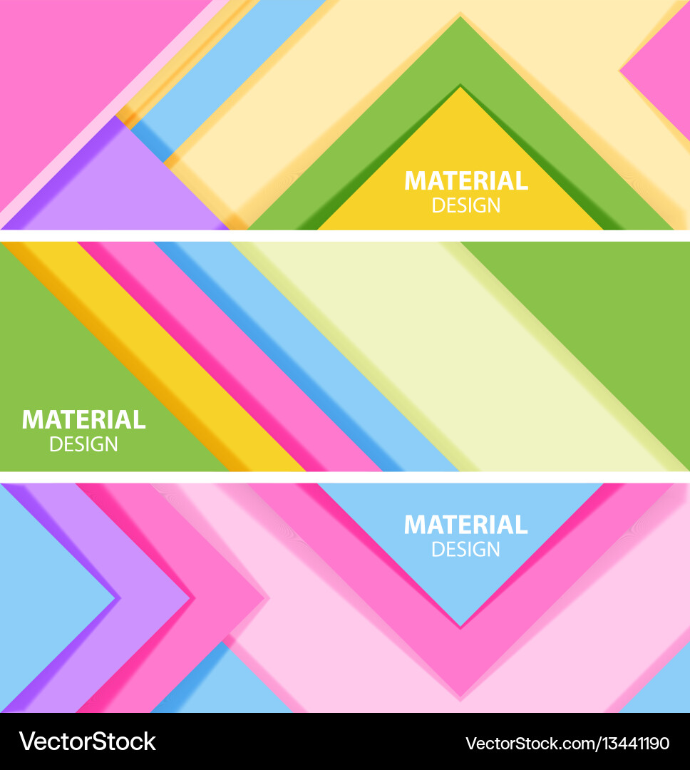 Set of three horizontal material design banner Vector Image