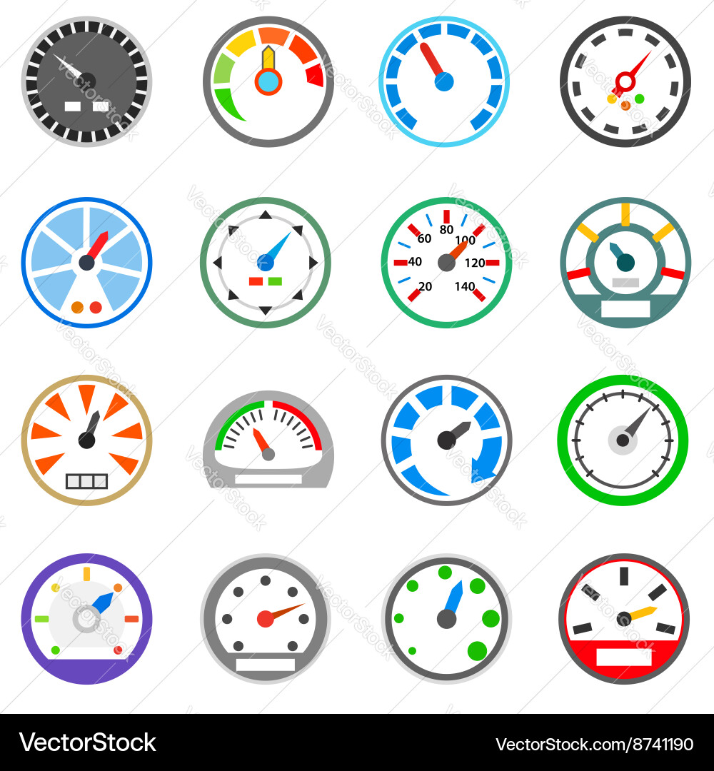 Speedometer icons set simple style vector image