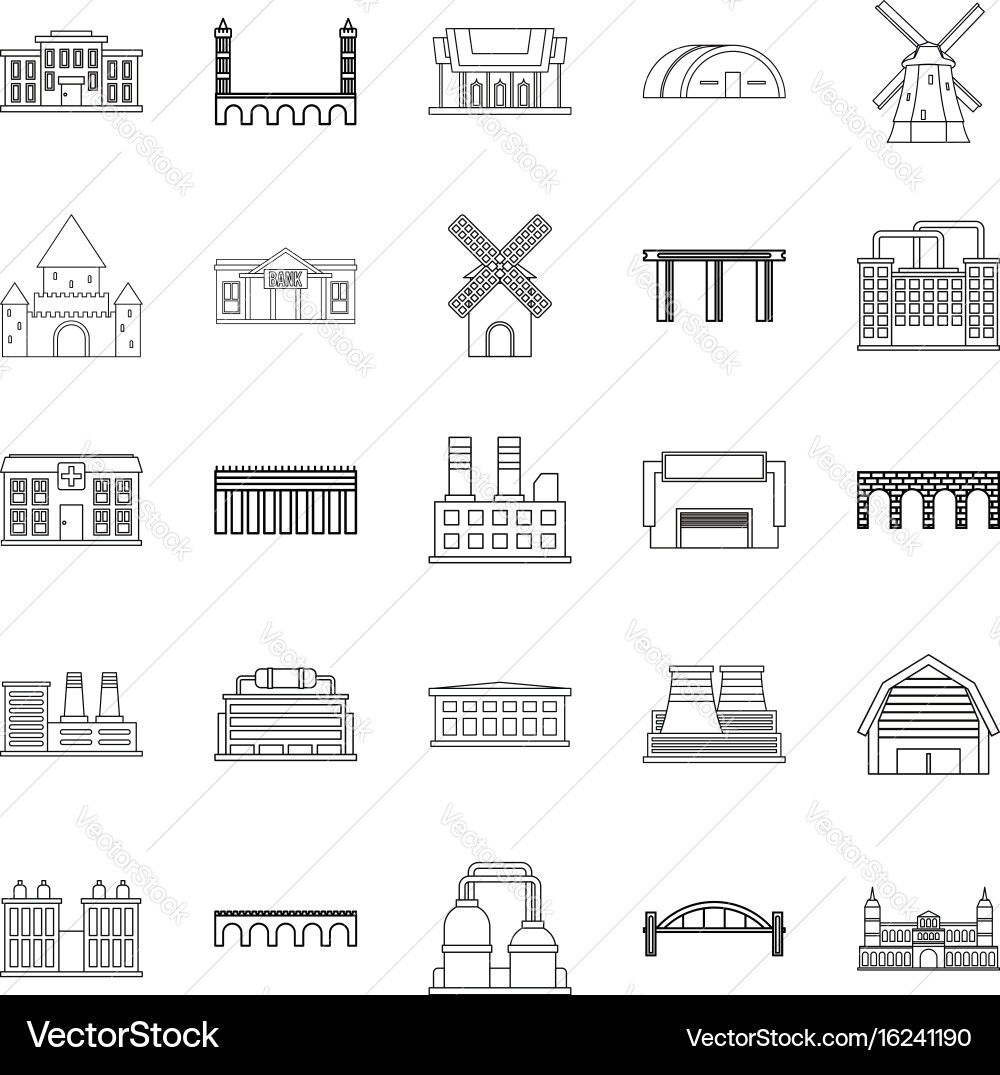 Structure icons set outline style vector image