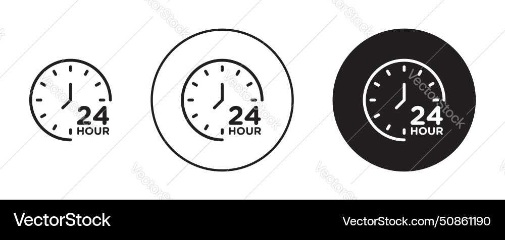 Twenty four hours icon set clock service support Vector Image