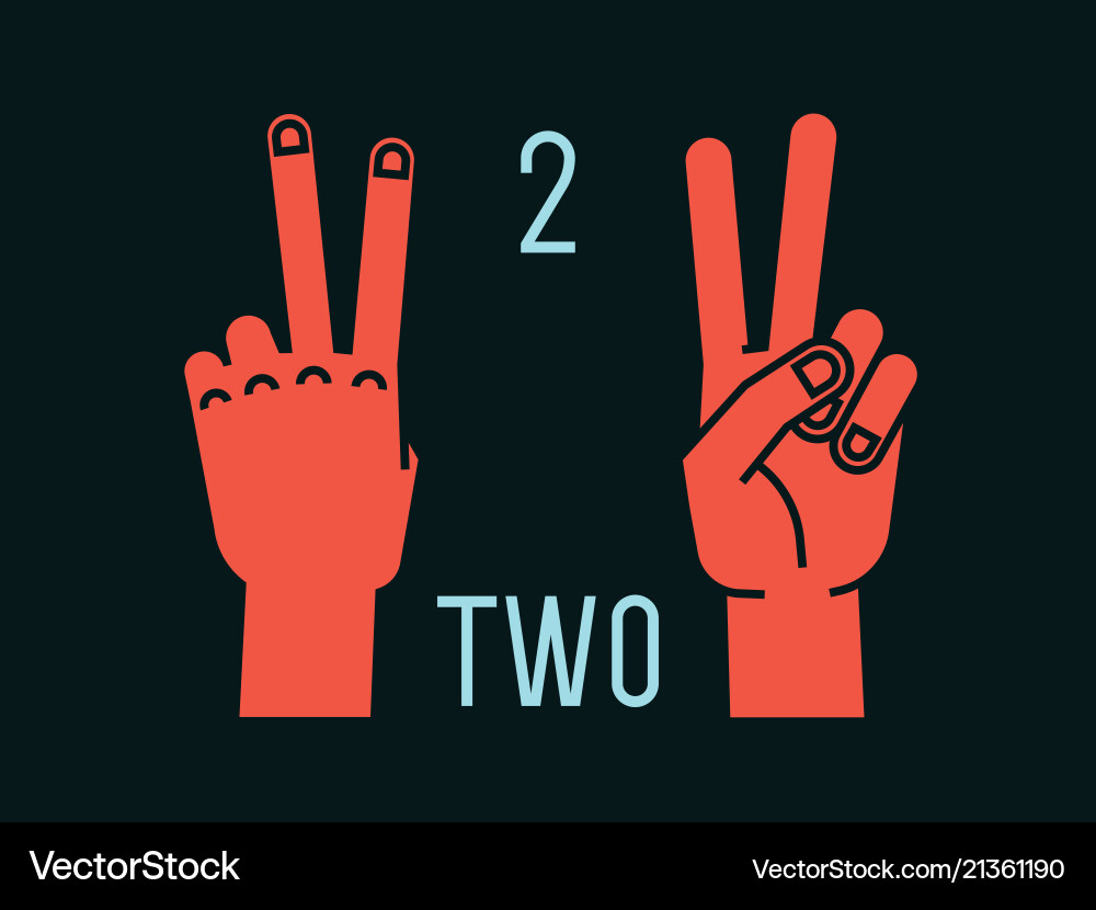 Two Fingers Up Gesture - Counting Number Two Vector Image