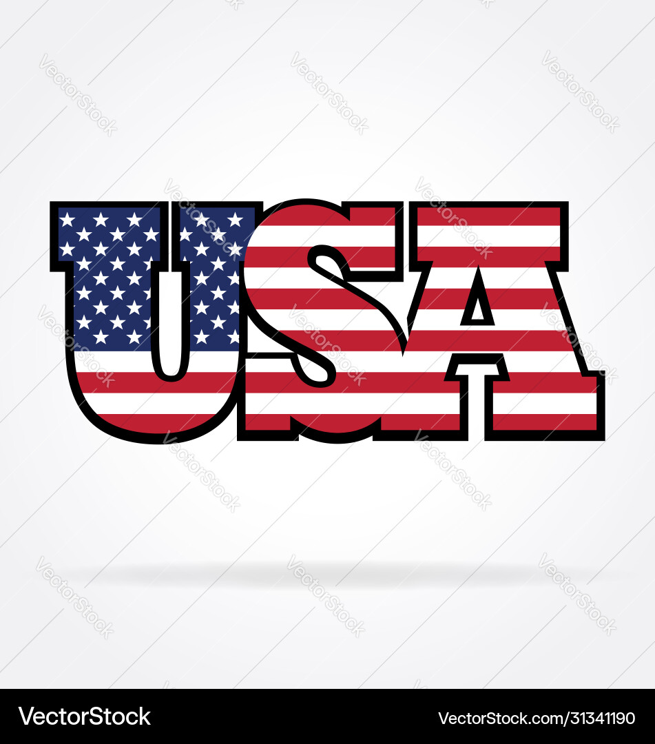 USA Flag Text Graphic Vector Image