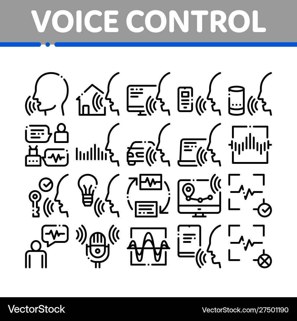 Voice control collection elements icons set Voice control collection elements icons set vector image