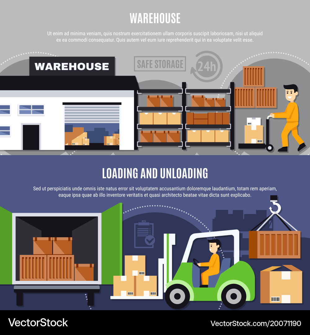 Warehouse Loading & Unloading Set vector image
