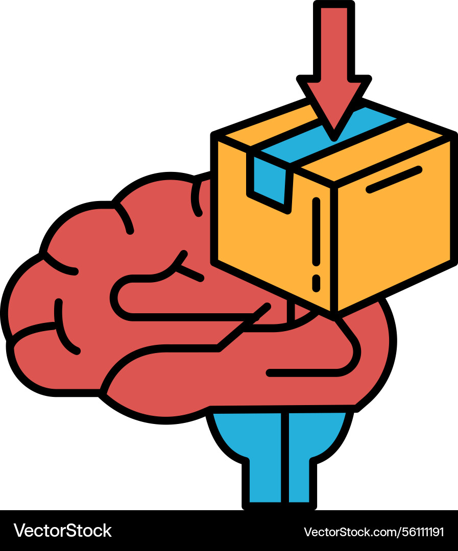 A brain is holding box with red arrow A brain is holding box with red arrow vector image