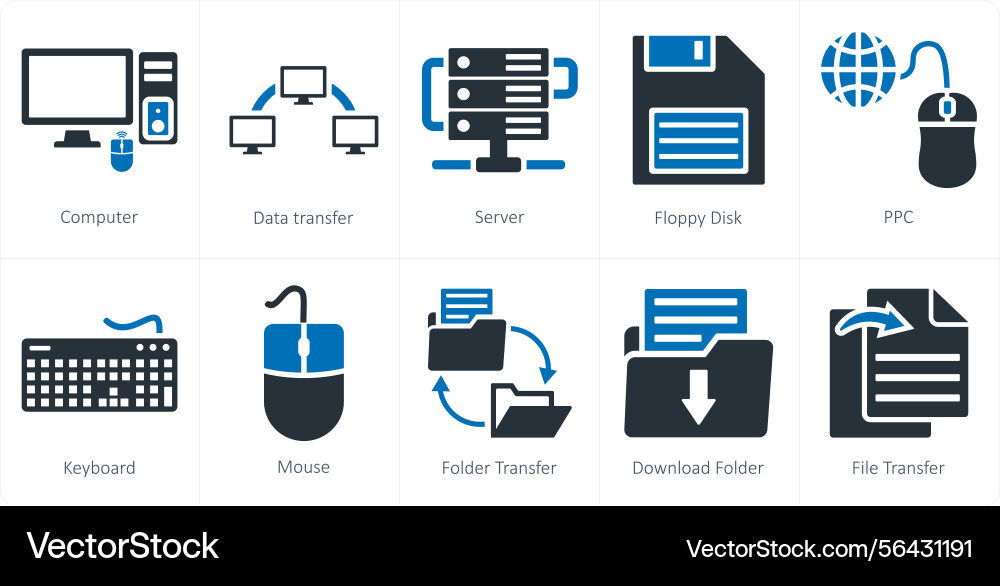 A set of 10 mix icons as computer data transfer Vector Image