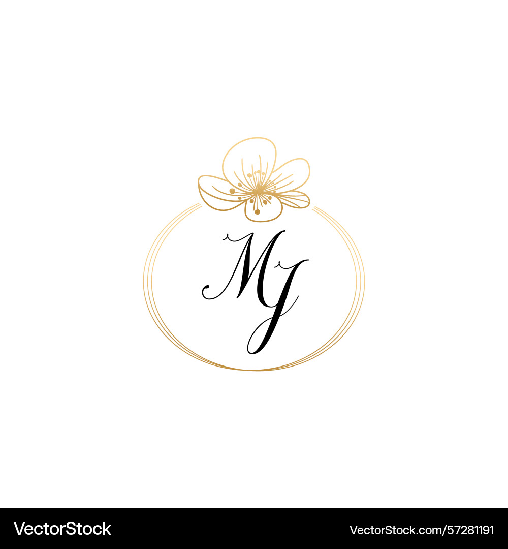 Botanical monogram logos with initial mj Botanical monogram logos with initial mj vector image