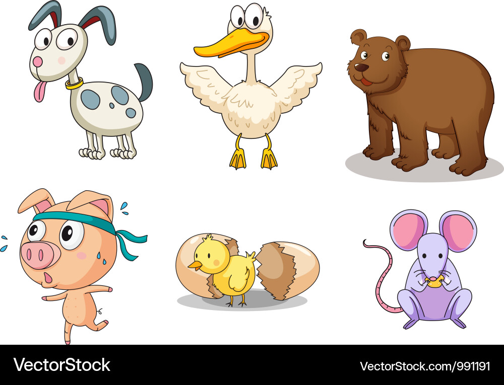 Cartoon Animal Set Vektorbild