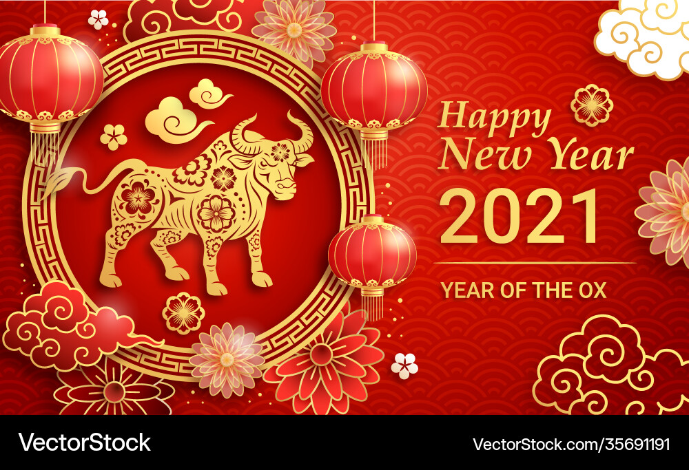 Chinese new year 2021 greeting card background Chinese new year 2021 greeting card background vector image