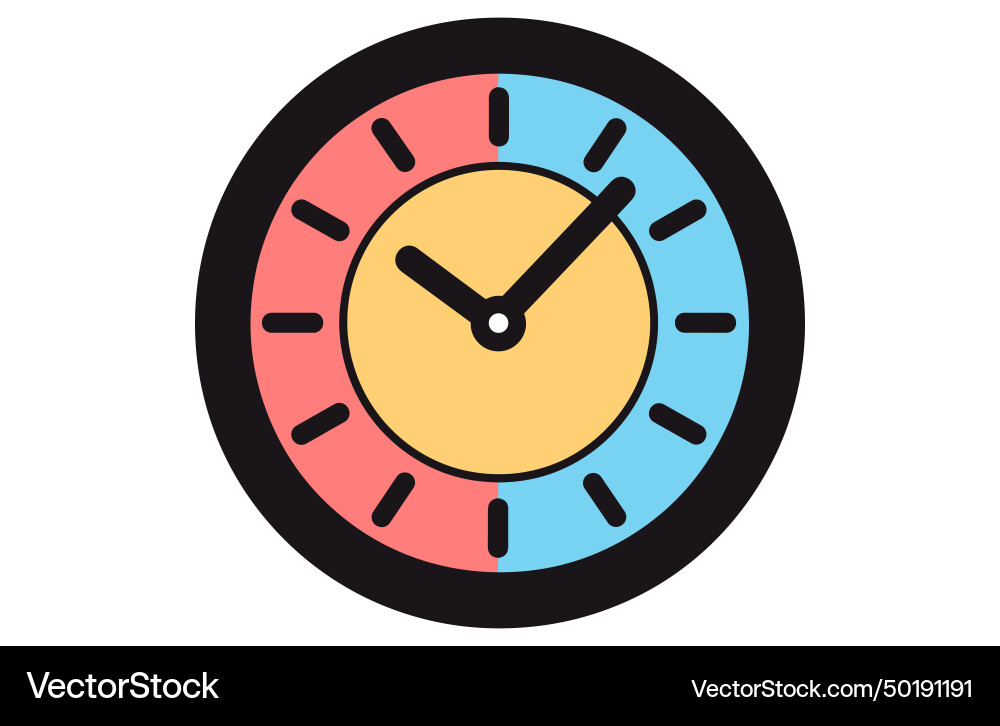 Clock icon in flat style timer on color background vector image