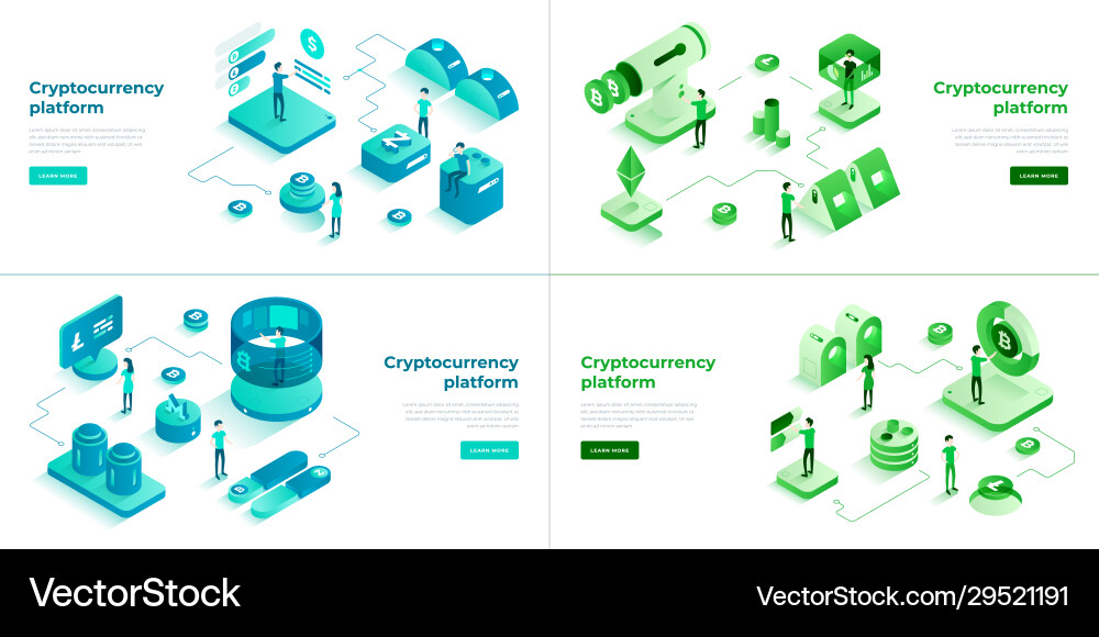 Cryptocurrency exchange and blockchain 3d Cryptocurrency exchange and blockchain 3d vector image
