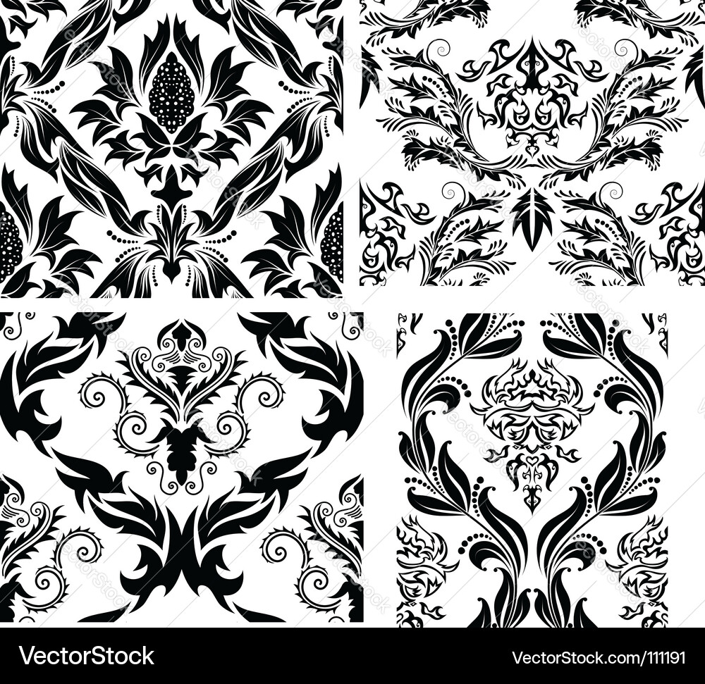 Damask patterns set Vector Image