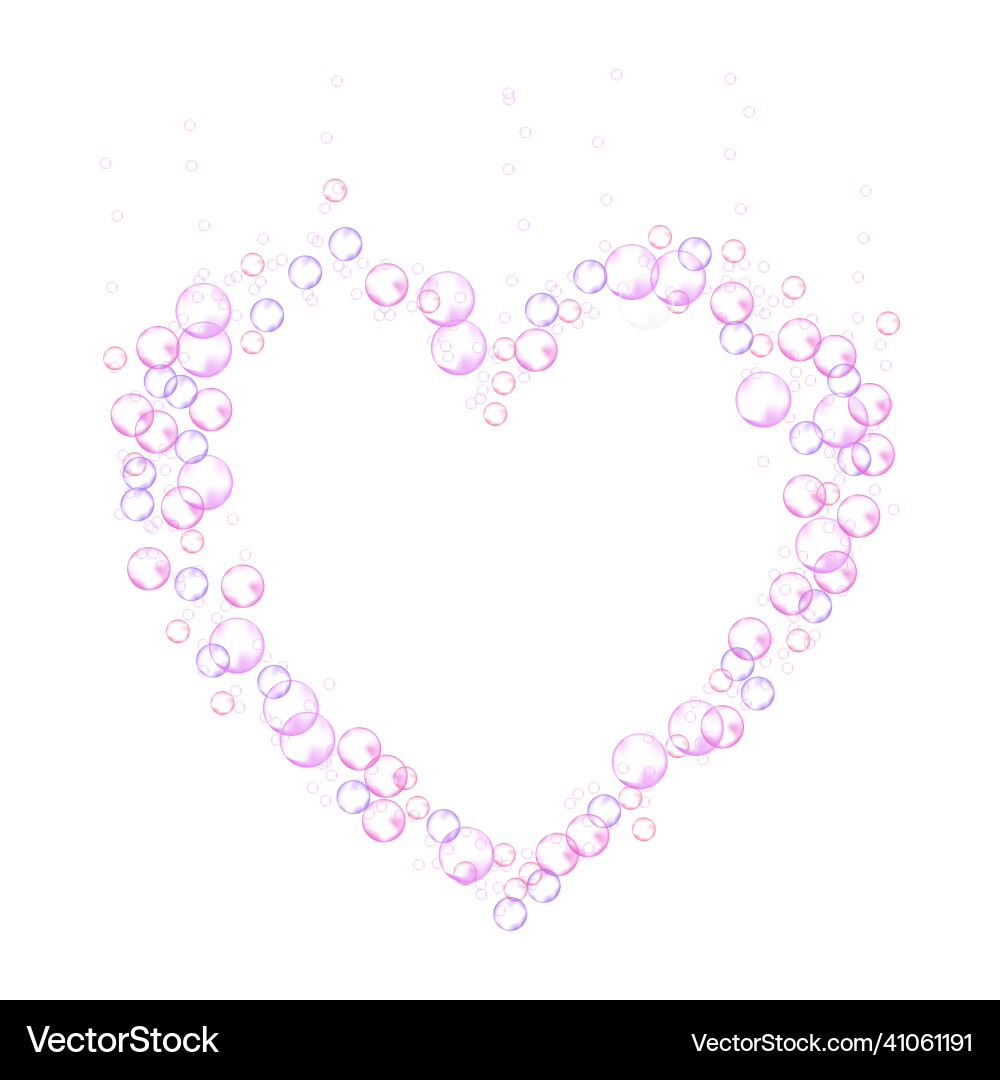 Effervescent bubbles frame in the form of heart Effervescent bubbles frame in the form of heart vector image