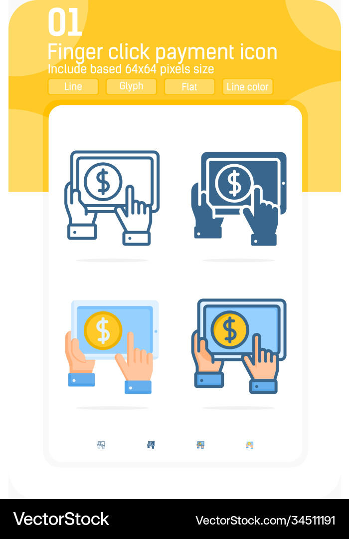Finger click payment icon with multiple style Finger click payment icon with multiple style vector image