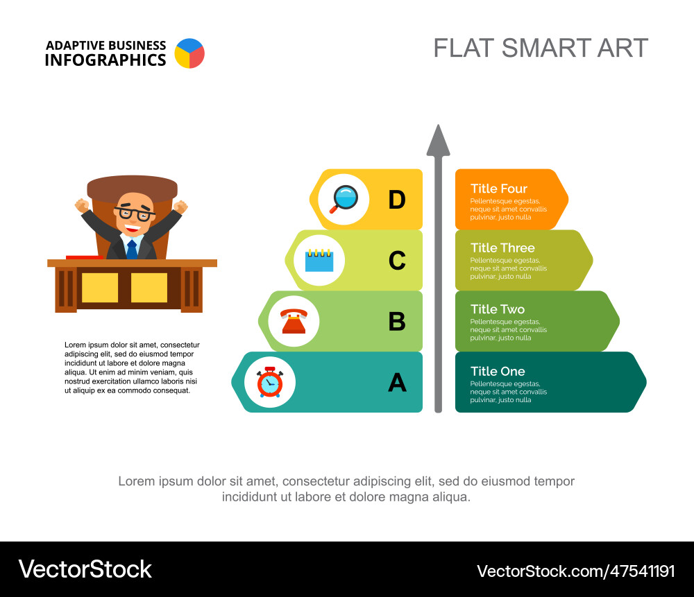 Four title vertical chart slide template Four title vertical chart slide template Vector Image