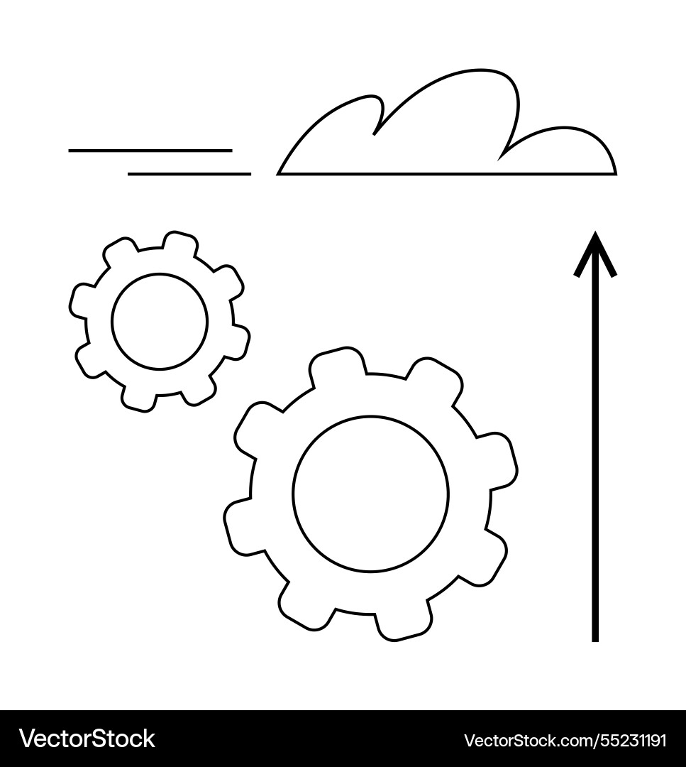 Gears and arrow motif symbolizing progress vector image
