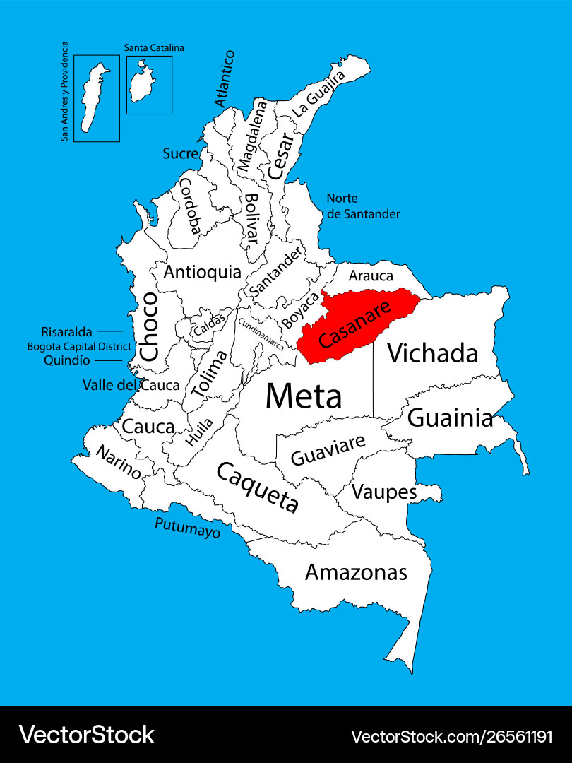 Map region casanare colombia province vector image