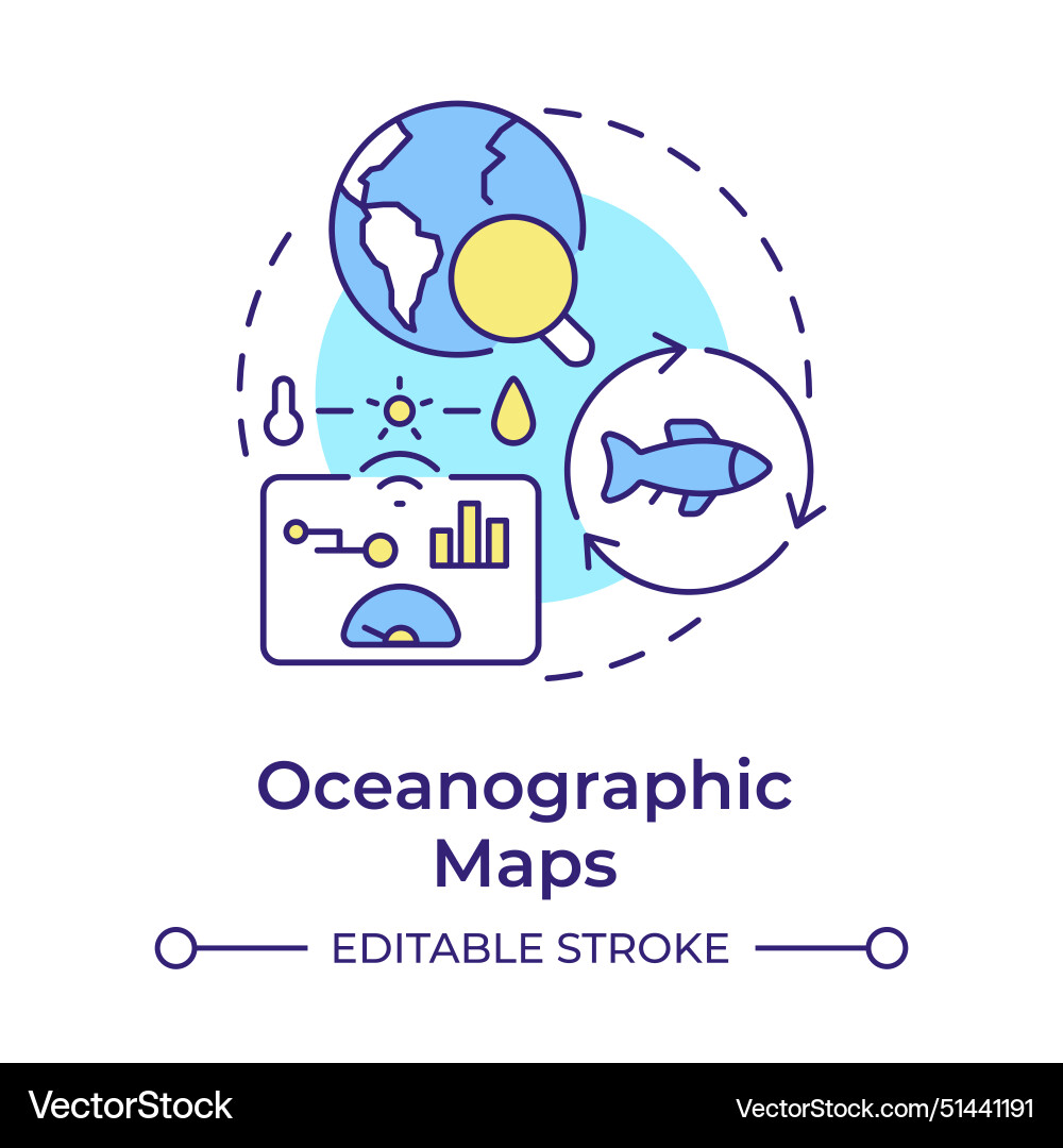 Oceanographic maps multi color concept icon Oceanographic maps multi color concept icon vector image