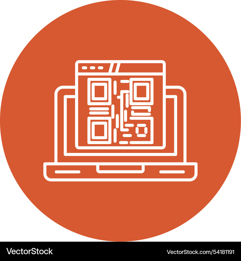 Qr code line circle icon Vector Image
