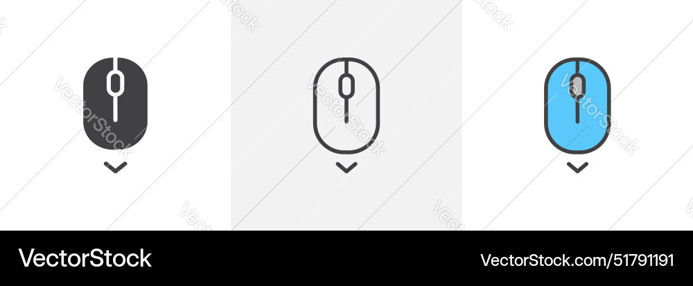 Scroll down computer mouse icon set black filled Vector Image