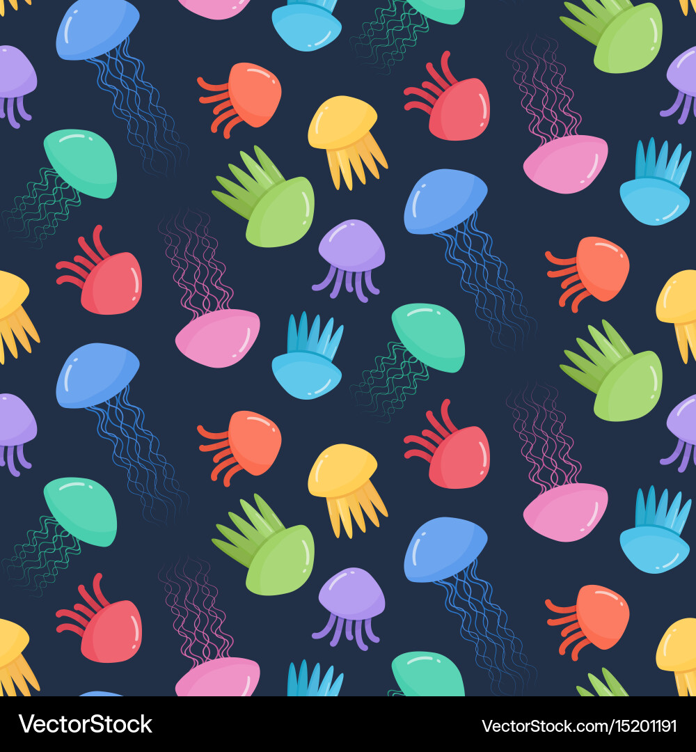 Seamless pattern with jellyfish Vector Image