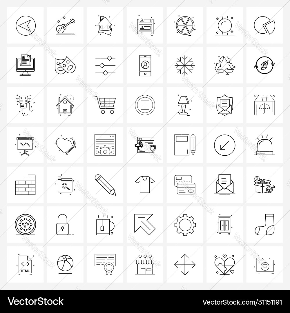 Set 49 simple line icons for web and print Vector Image