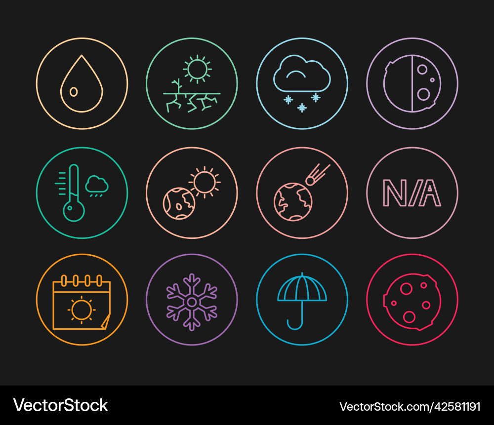 Set line moon not applicable cloud with snow Set line moon not applicable cloud with snow vector image