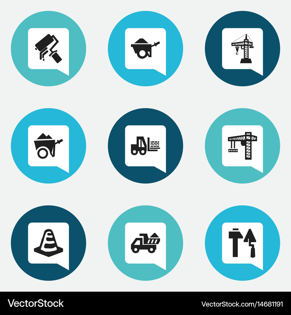 Set of 9 editable building icons includes symbols vector image