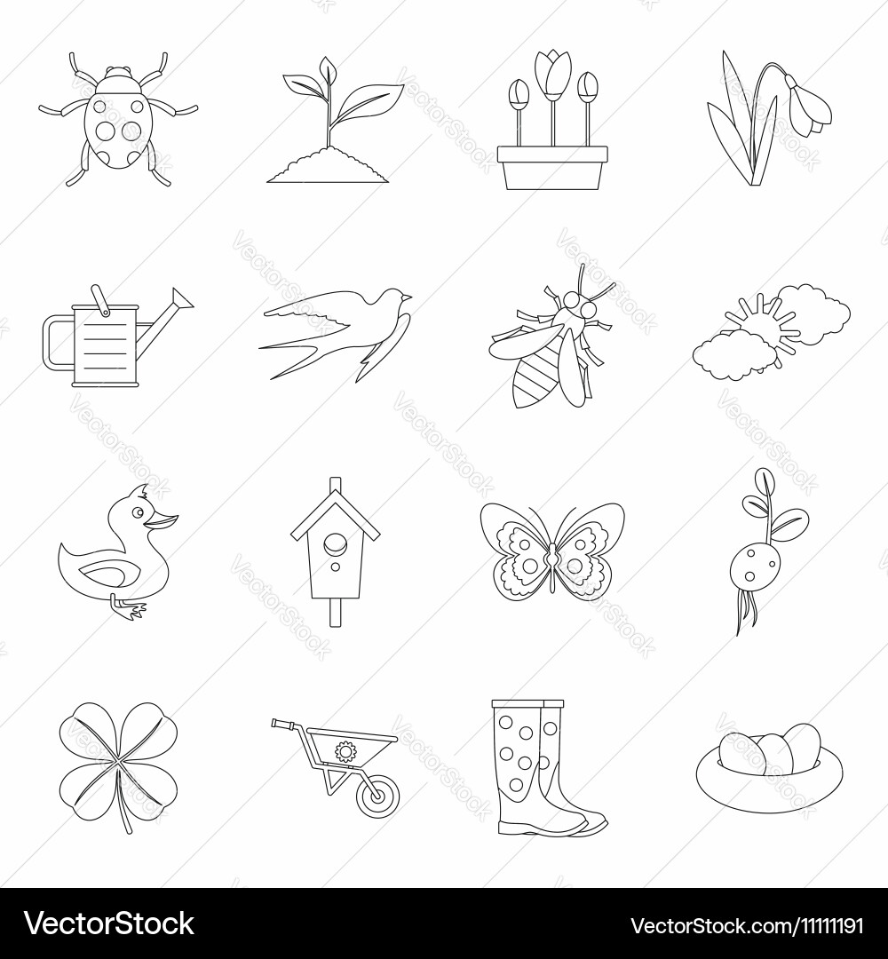 Spring icons set outline style Vector Image