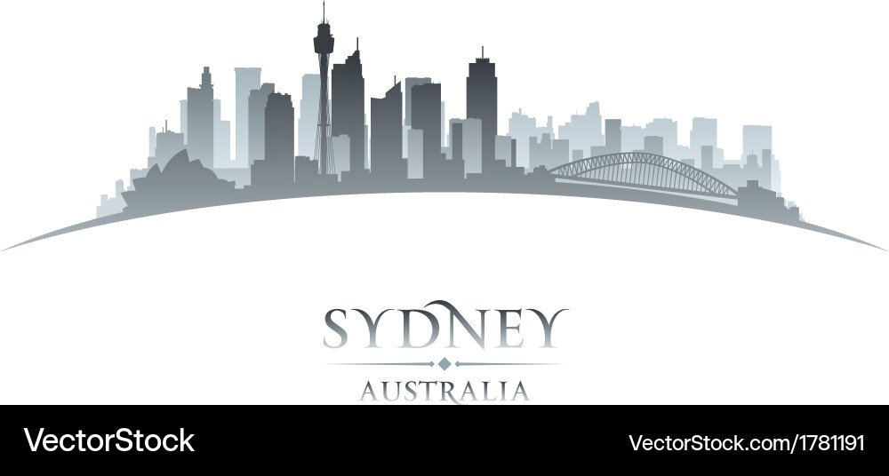 Sydney City Skyline Silhouette Vector Image