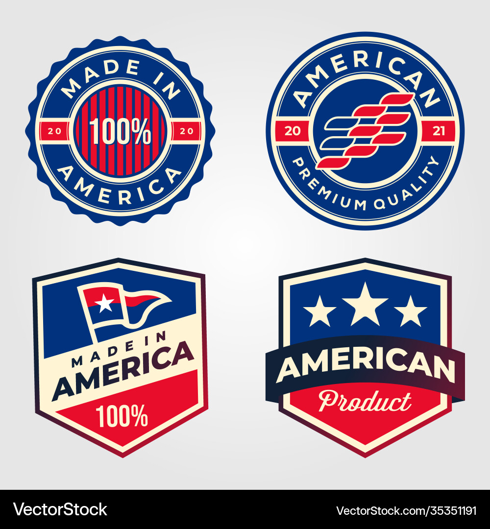 USA Made in America Labels - Retro Badge Set Vector Image
