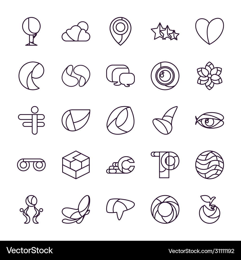 Abstract shapes line style icon set design Abstract shapes line style icon set design vector image