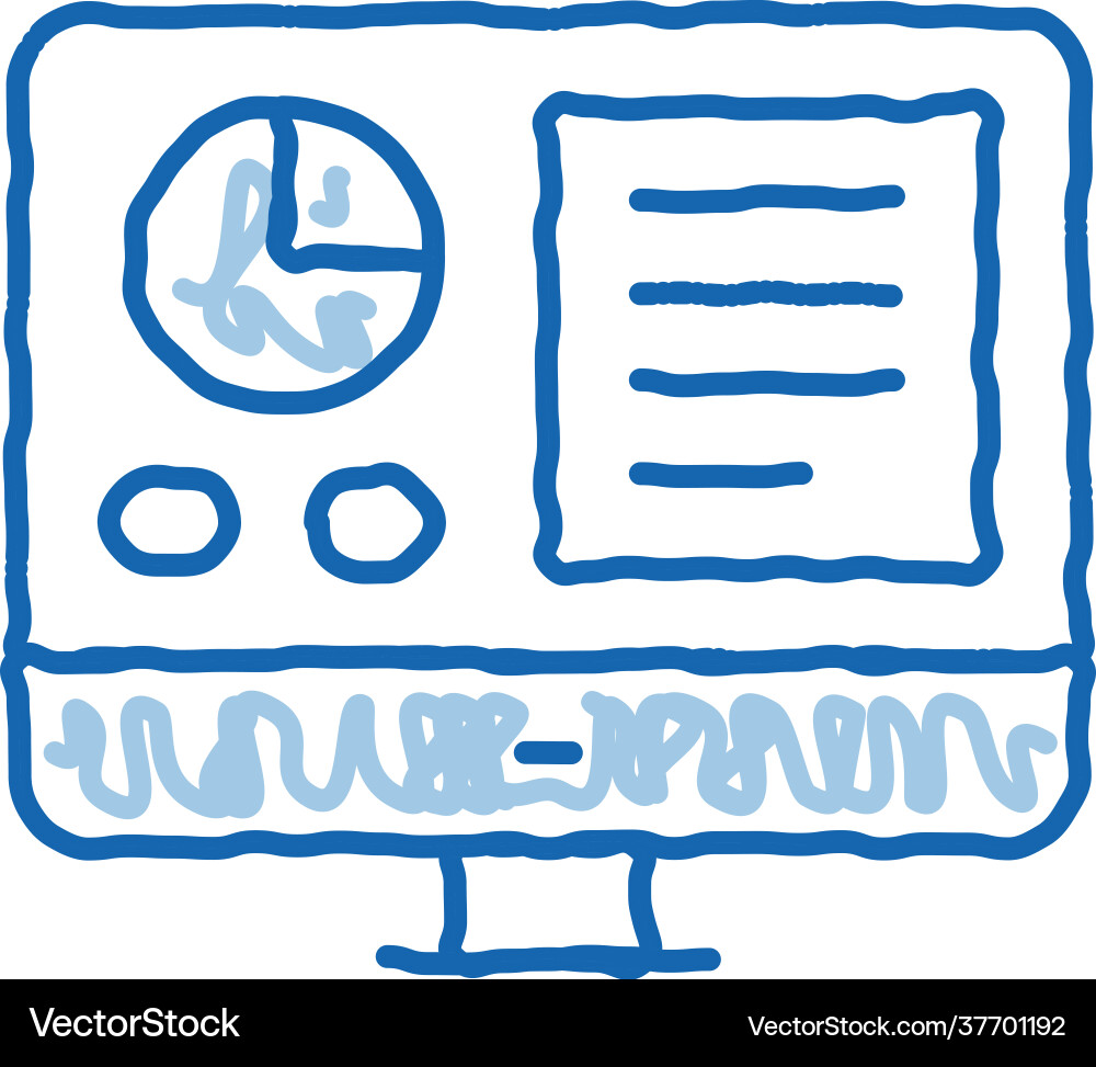 Analytics on computer screen doodle icon hand Analytics on computer screen doodle icon hand vector image