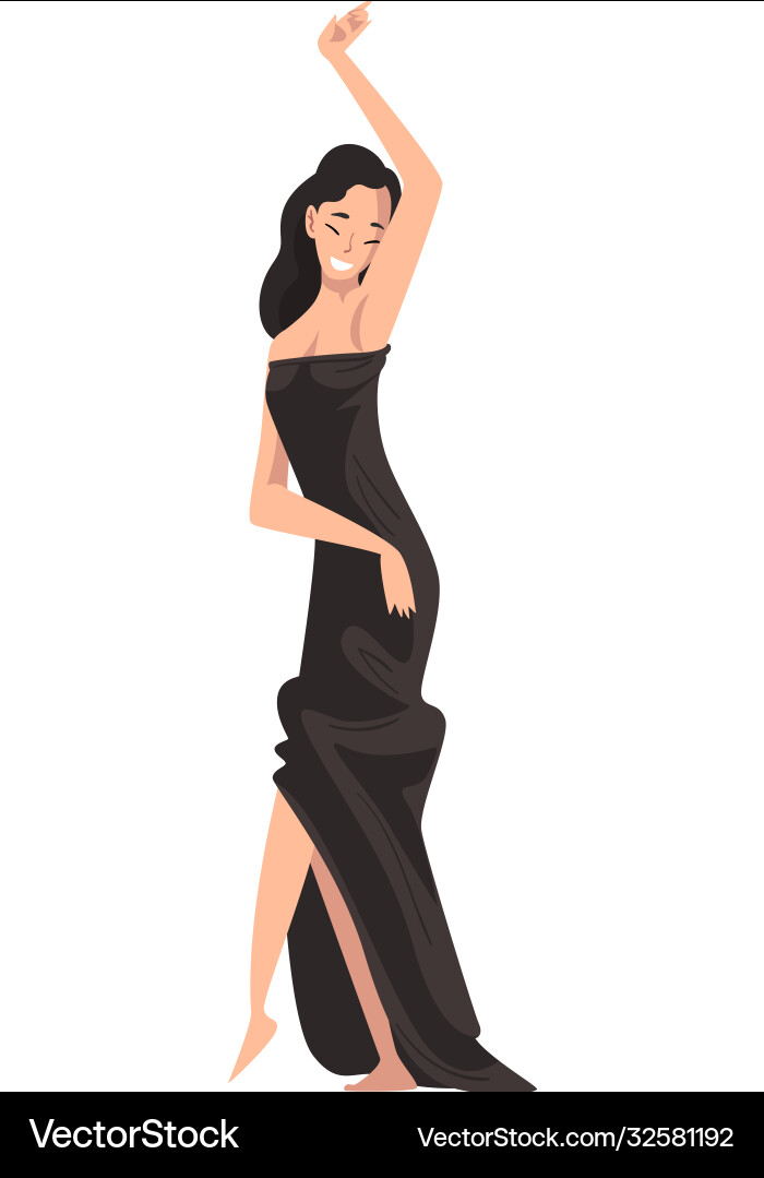 Beautiful woman posing in black dress Beautiful woman posing in black dress Vector Image
