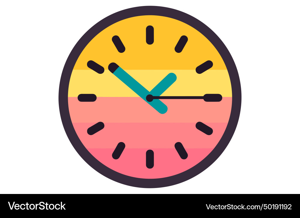 Clock icon in flat style timer on color background Clock icon in flat style timer on color background vector image