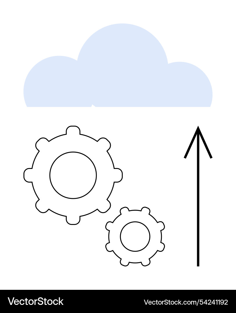 Cloud computing setup with gear mechanisms Cloud computing setup with gear mechanisms vector image