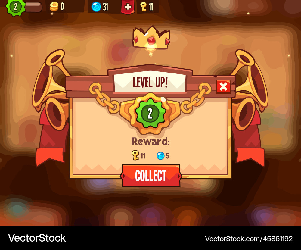 Complete set of level button game ui pop-up icon vector image