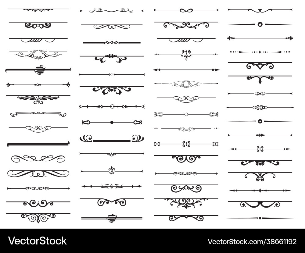 Decorative Divider Elements - Floral \u0026 Swirl – Royalty-Free Vector |  VectorStock, image size:1000x830