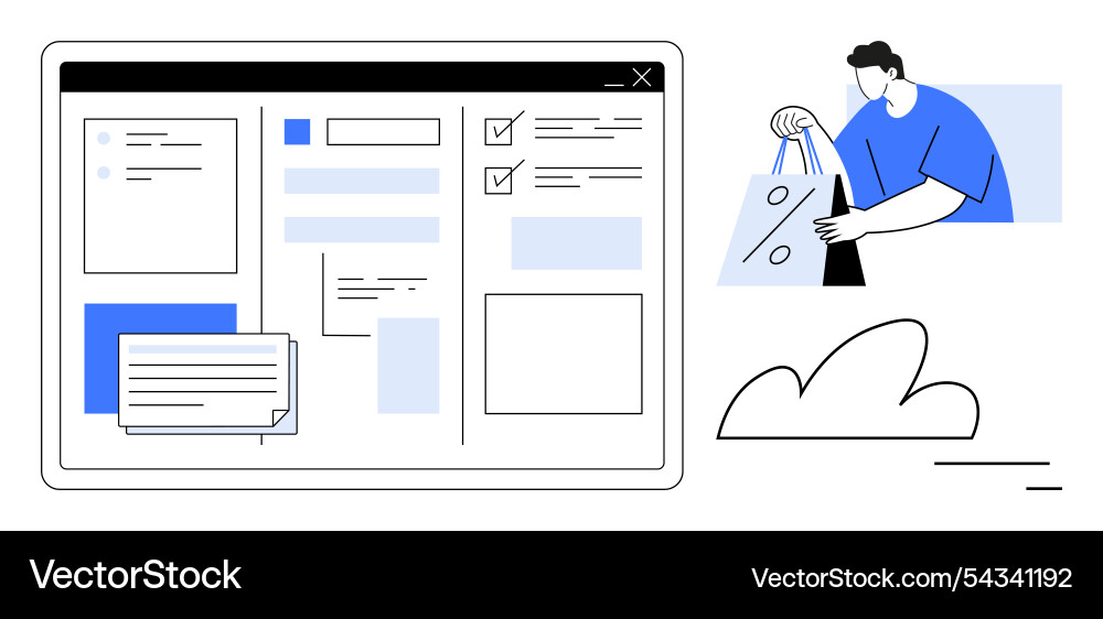 E-commerce website interface design with customer E-commerce website interface design with customer Vector Image
