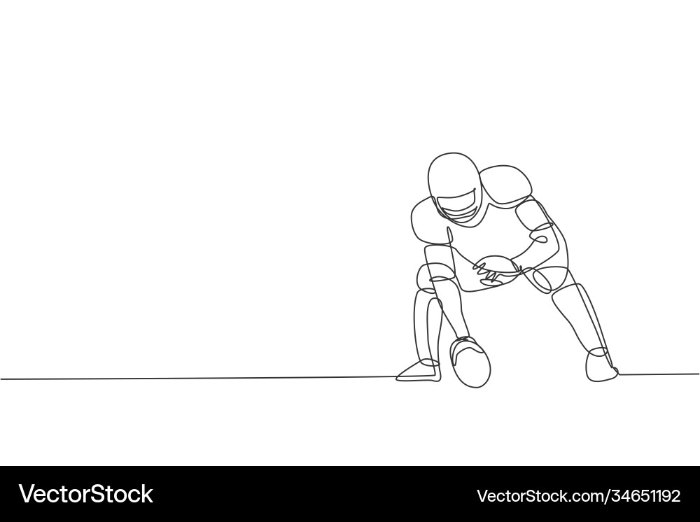 Energetic Football Player Line Art Vector Image