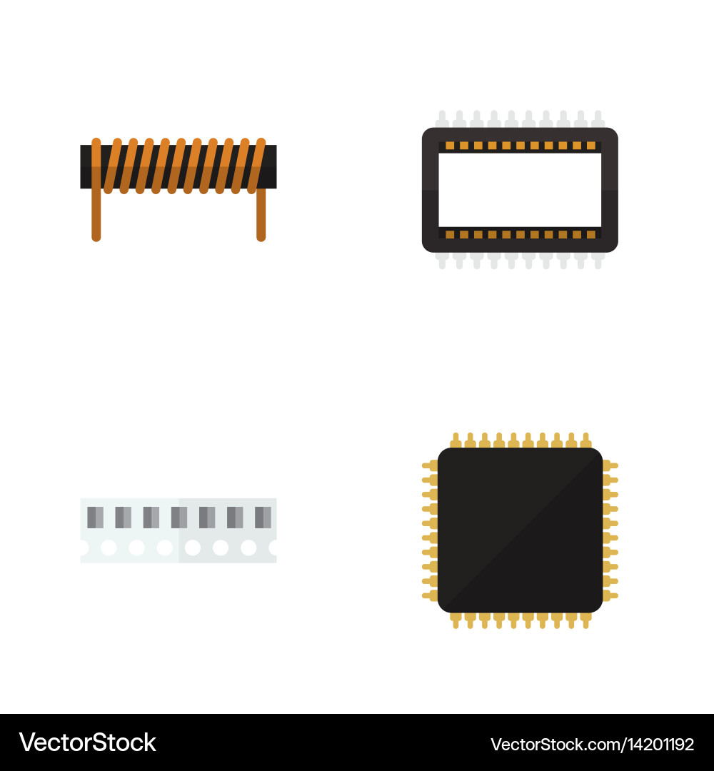 Flat device set of memory bobbin cpu and other vector image