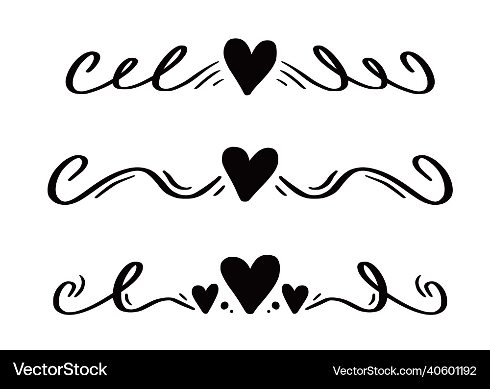 Heart Swirl Divider - Love Doodle – Royalty-Free Vector | VectorStock, image size:1000x794