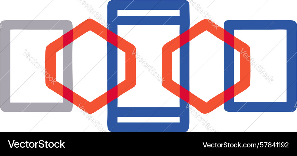 Intersecting hexagonal frames abstract symbol vector image