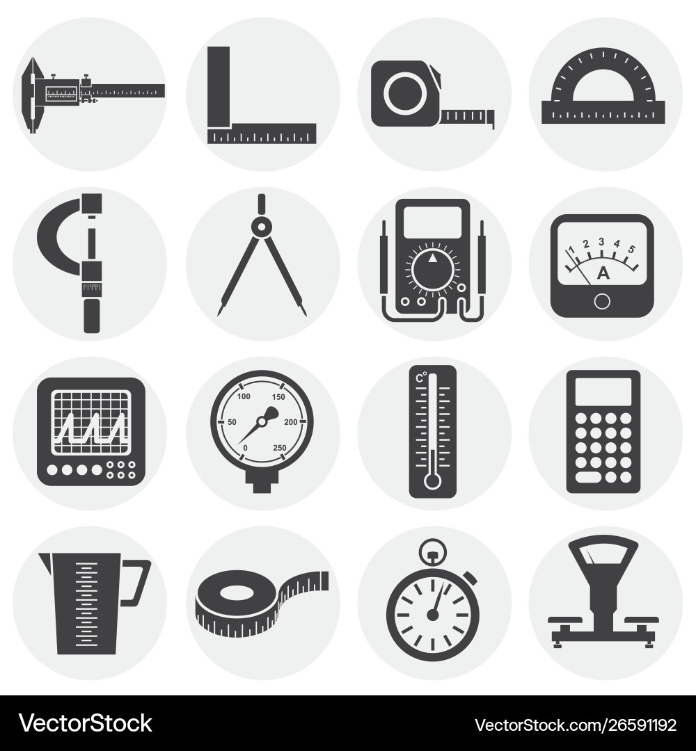 Measuring tool related icons set on background vector image